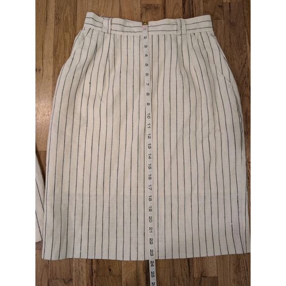 Vintage Norton McNaughton Linen Skirt Suit Ladies Small Cream W Black Stripes - Picture 11 of 16